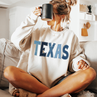 Texas Denim Patch Stitched Digital Design, PNG
