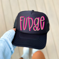 Fudge 3D Sassy Script Bright Pink & Green Digital Design, PNG