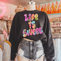 Life is Sweet Retro Shadow Water Colors Digital Design, PNG