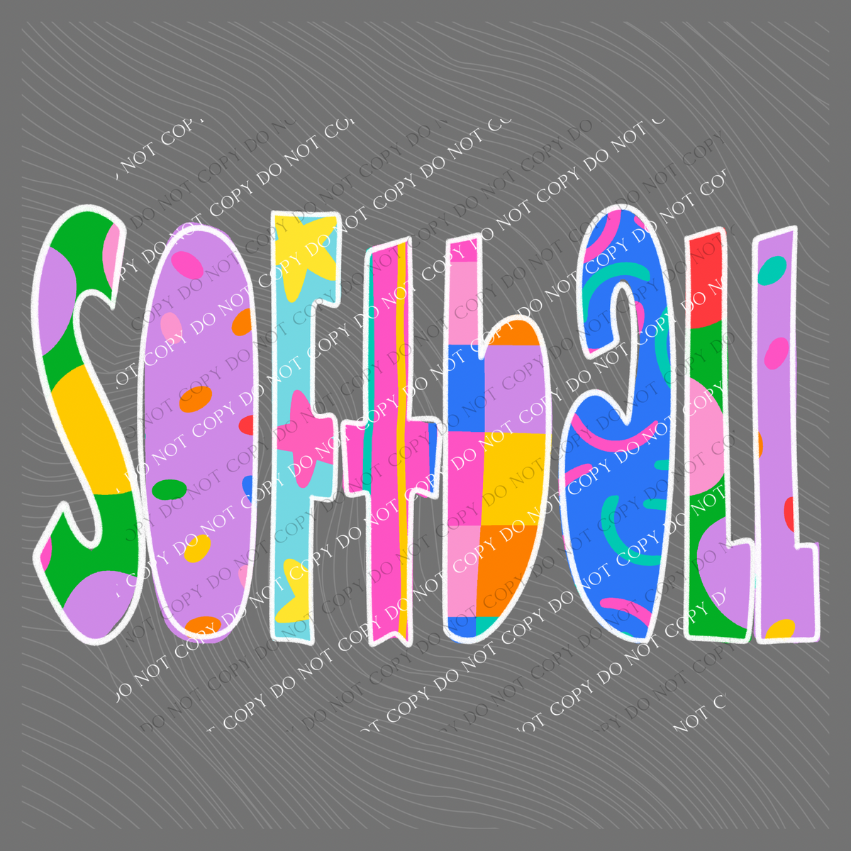 Softball Color Pop Doodle Digital Design, PNG