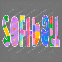 Softball Color Pop Doodle Digital Design, PNG