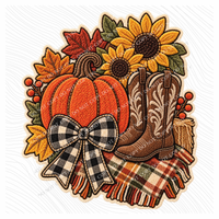 Pumpkin Boots Halloween Chenille Patch Digital Design, PNG