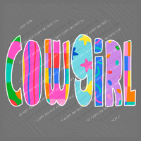 Cowgirl Color Pop Doodle Digital Design, PNG