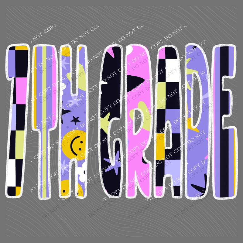 7th Grade Happy Days Doodle Back to School Digital Design, PNG