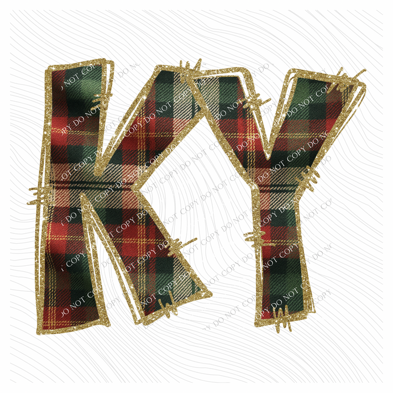 Kentucky Glitter & Plaid Digital Download, PNG