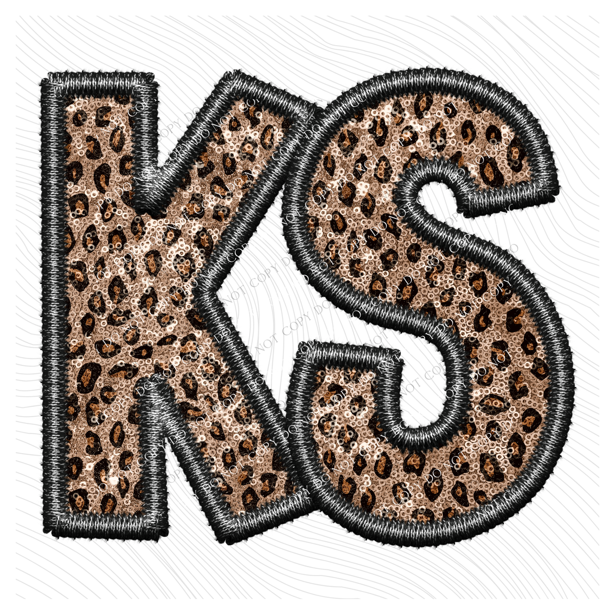 KS Kansas Faux Embroidery Leopard Sequin with separate Home Sweet Home Script in Black,  Digital Design, PNG