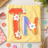 TN Tennessee Flower Power Distressed Doodle Digital Design, PNG