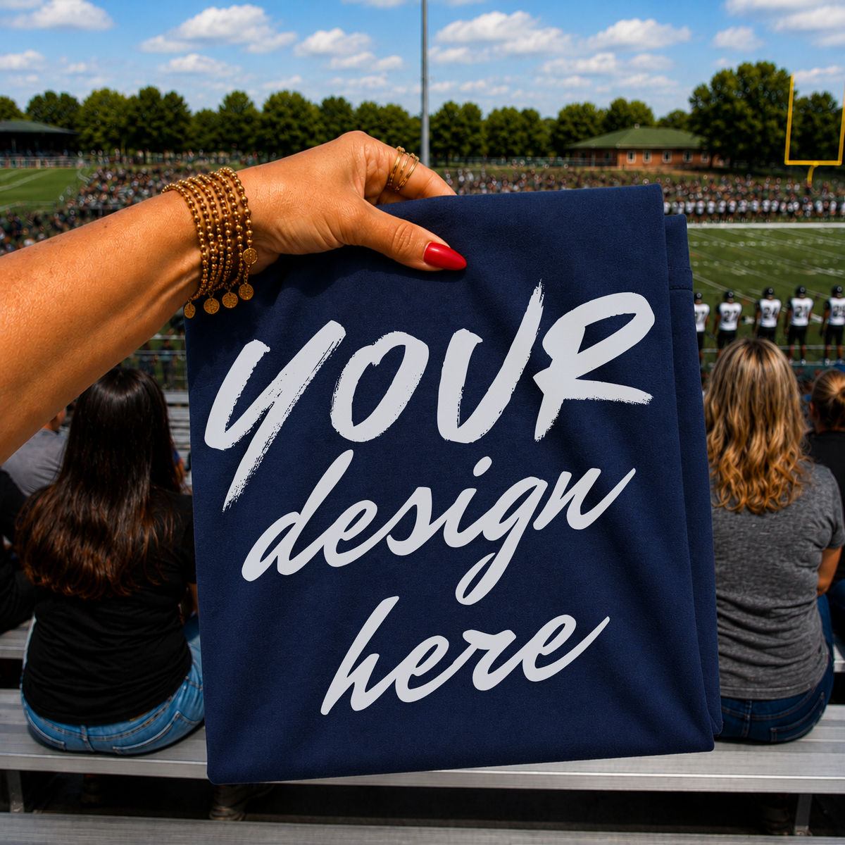 Game Day Sports Flatlay Mockup, Gildan G500 Navy
