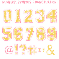 Varsity Distressed Alphabet Set in Pink & Yellow | PNG files Alphabet Letters, Digital Art, PNG Only