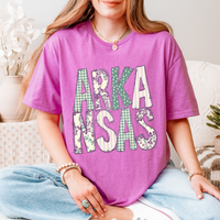 Arkansas Floral & Glitter Doodle Digital Design, PNG
