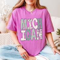 Michigan Floral & Glitter Doodle Digital Design, PNG