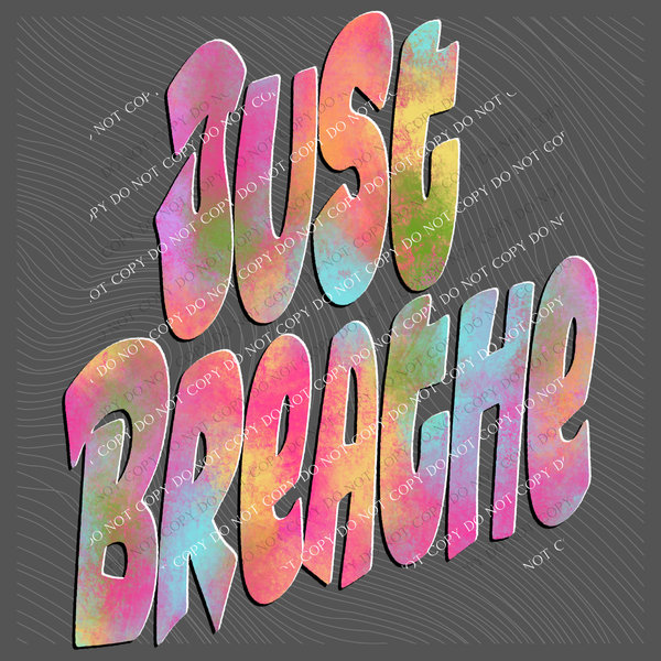 Just Breathe Retro Shadow Water Colors Digital Design, PNG