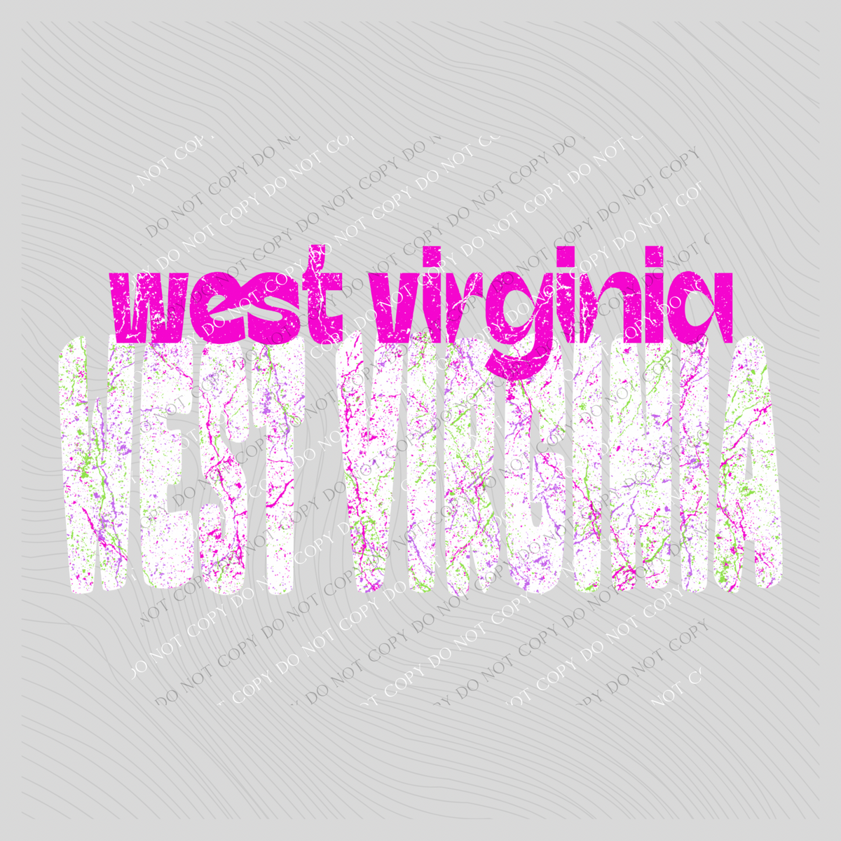 West Virginia Crackle in Neons & White Digital Design, PNG