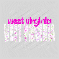 West Virginia Crackle in Neons & White Digital Design, PNG