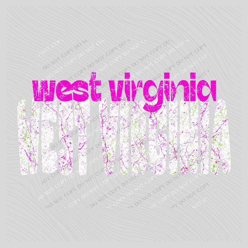 West Virginia Crackle in Neons & White Digital Design, PNG