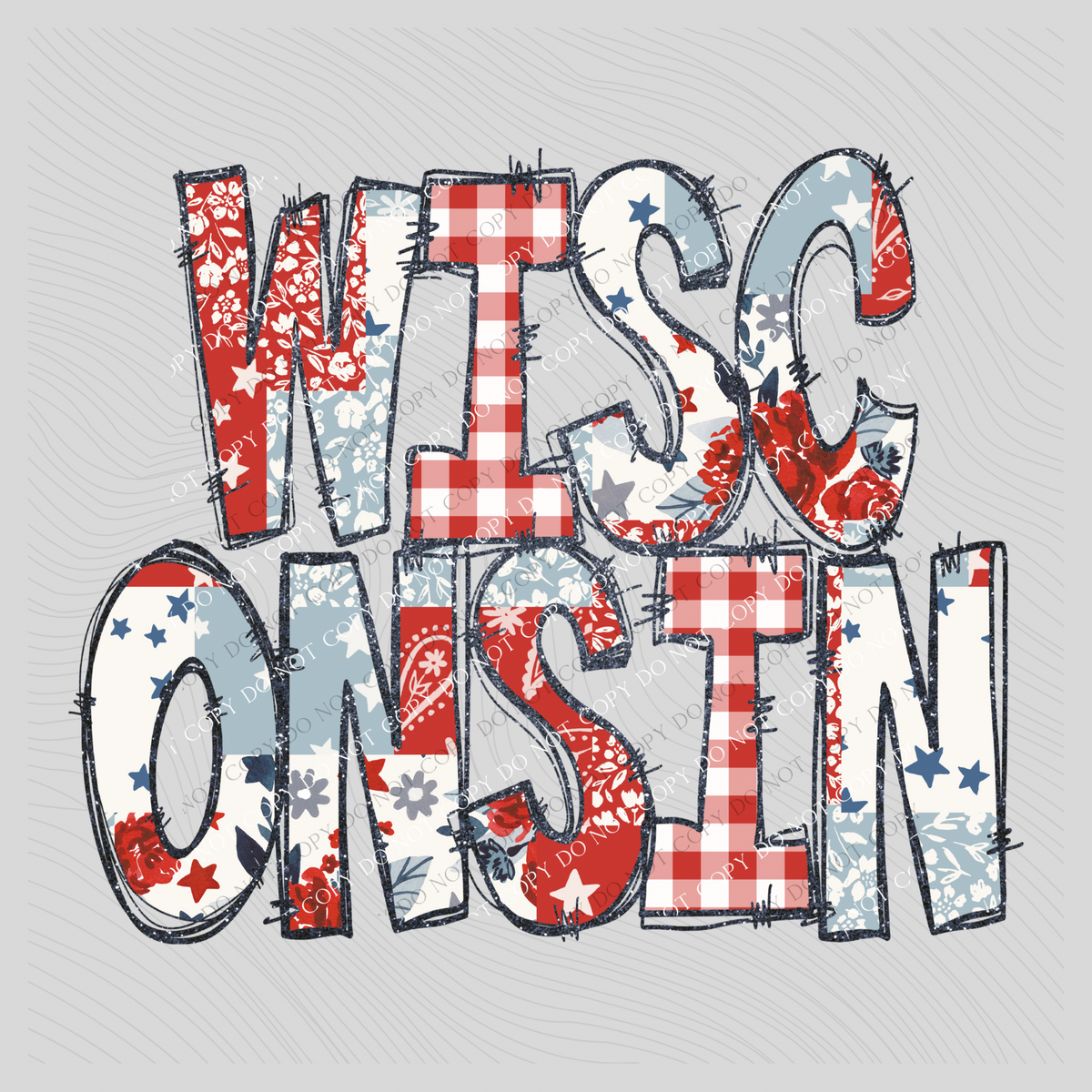 Wisconsin Doodle Patch & Glitter Digital Design, PNG