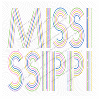 Mississippi Retro Lines Distressed in Fun Pastel Colors Digital Design, PNG