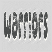 Warriors Retro Distressed in Charcoal & White Digital Design, PNG