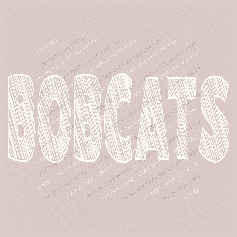 Bobcats Scribble in Cream White Digital Design, PNG