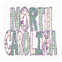North Carolina Floral & Glitter Doodle Digital Design, PNG