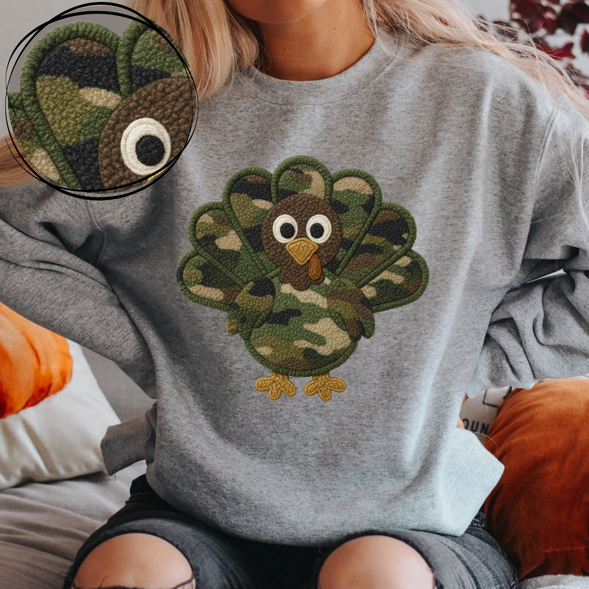 Turkey Camo 3D Chenille Patch Style Digital Download, PNG
