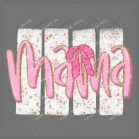 Mama Floral Distressed Stripes, Glitter & Bow Coquette Digital Design, PNG