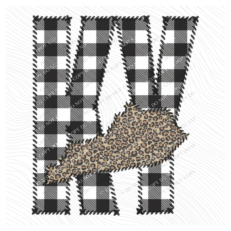 Kentucky KY Stitched Buffalo Plaid & Leopard State Patch Digital Design, PNG