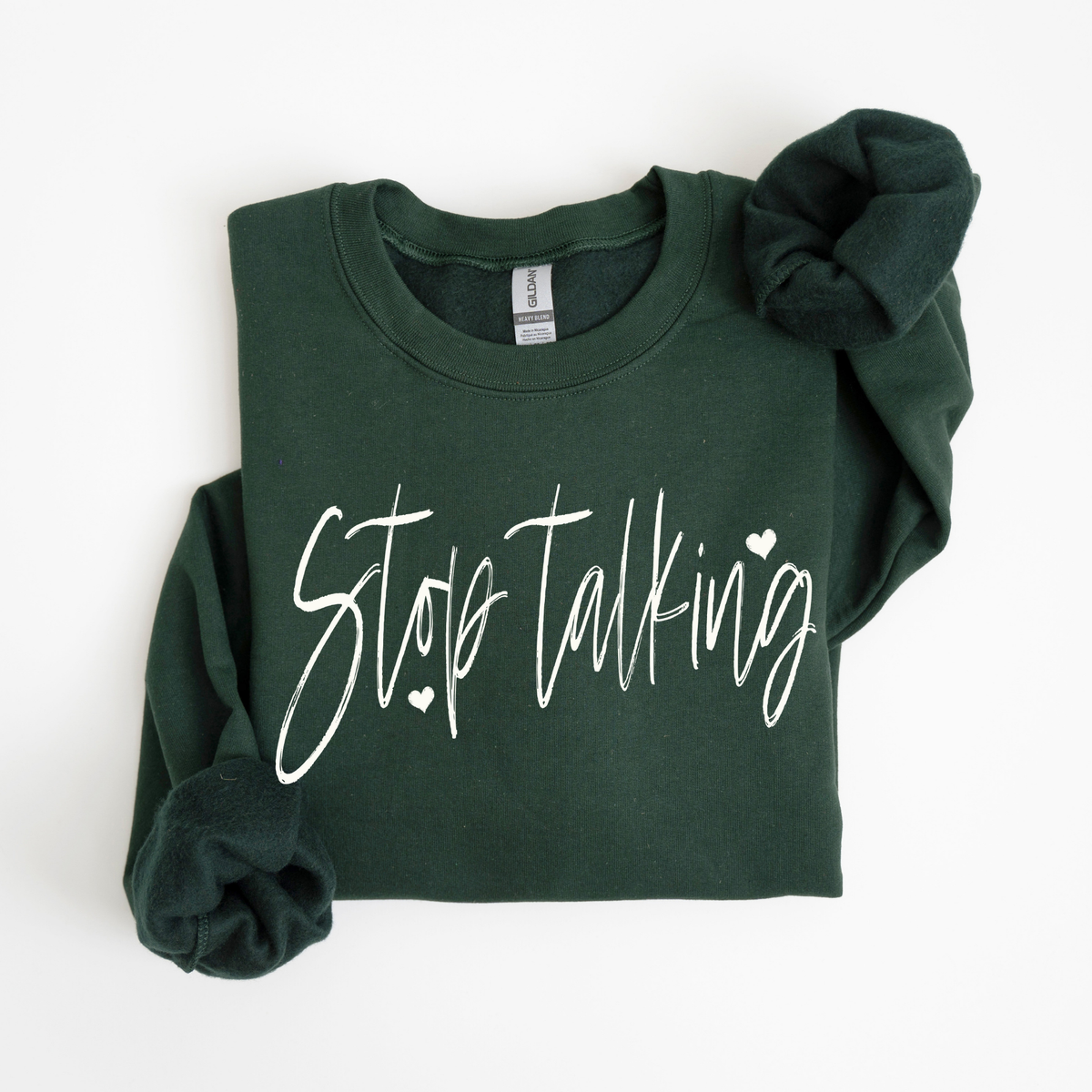 Stop Talking Sketched Script Hearts in Off-white Digital Design, PNG