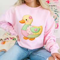 Duck Spring Tones Quilted Faux Patch Digital Design, PNG