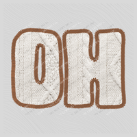 Ohio OH Sweater Patch in Cream & Brown Digital Design, PNG