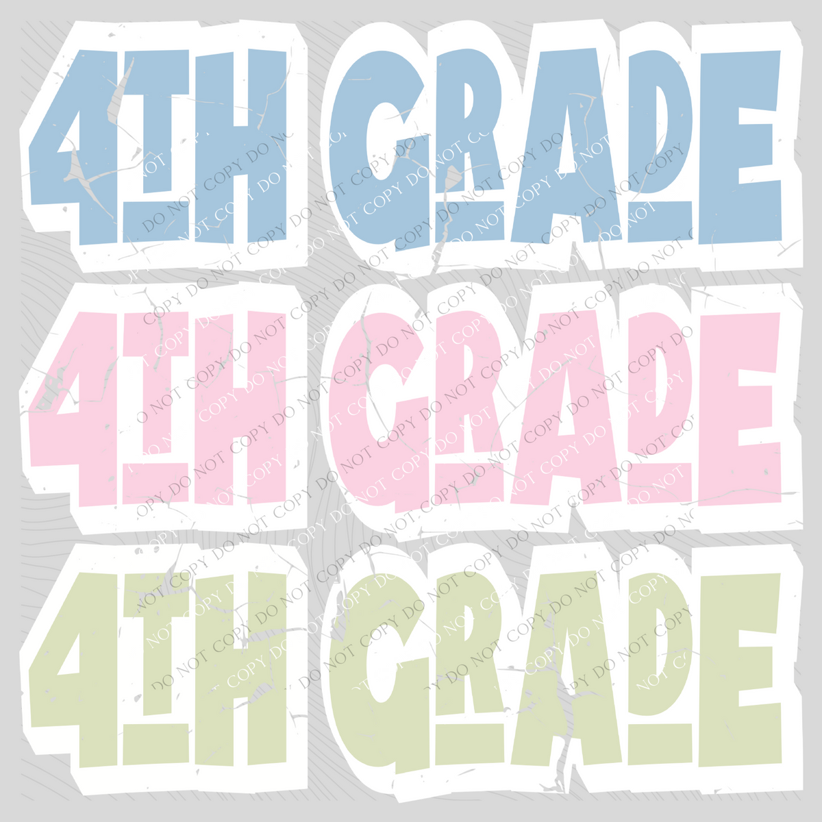4th Grade Shadow Layer Bubble Stacked Distressed Blue Pink Green Digital Design, PNG