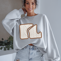 Illinois IL Sweater Patch in Cream & Brown Digital Design, PNG