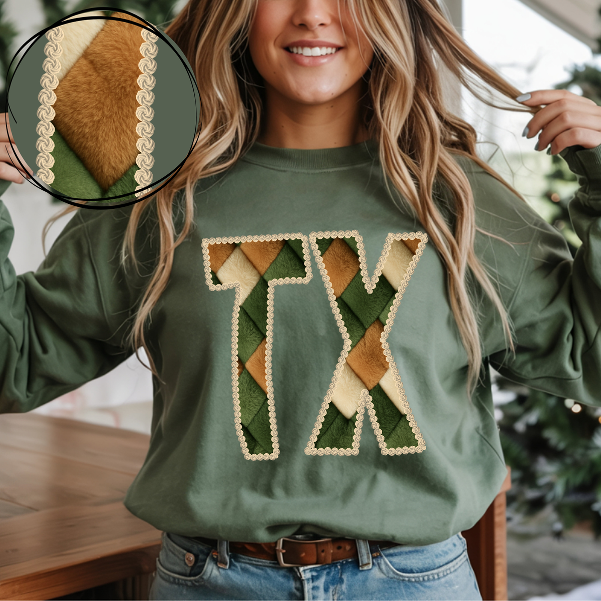 TX Texas Stitched Argyle Fur Digital Download, PNG