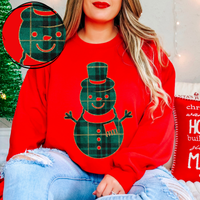 Snowman Green Plaid & Glitter Digital Download, PNG