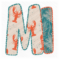 MI Michigan  Lobster Coral Reef Polka Dot Outline Digital Design, PNG