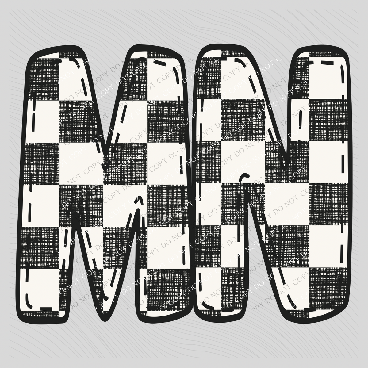 MN Minnesota Bubble Stitch Distressed Checkers Black White Digital Design, PNG