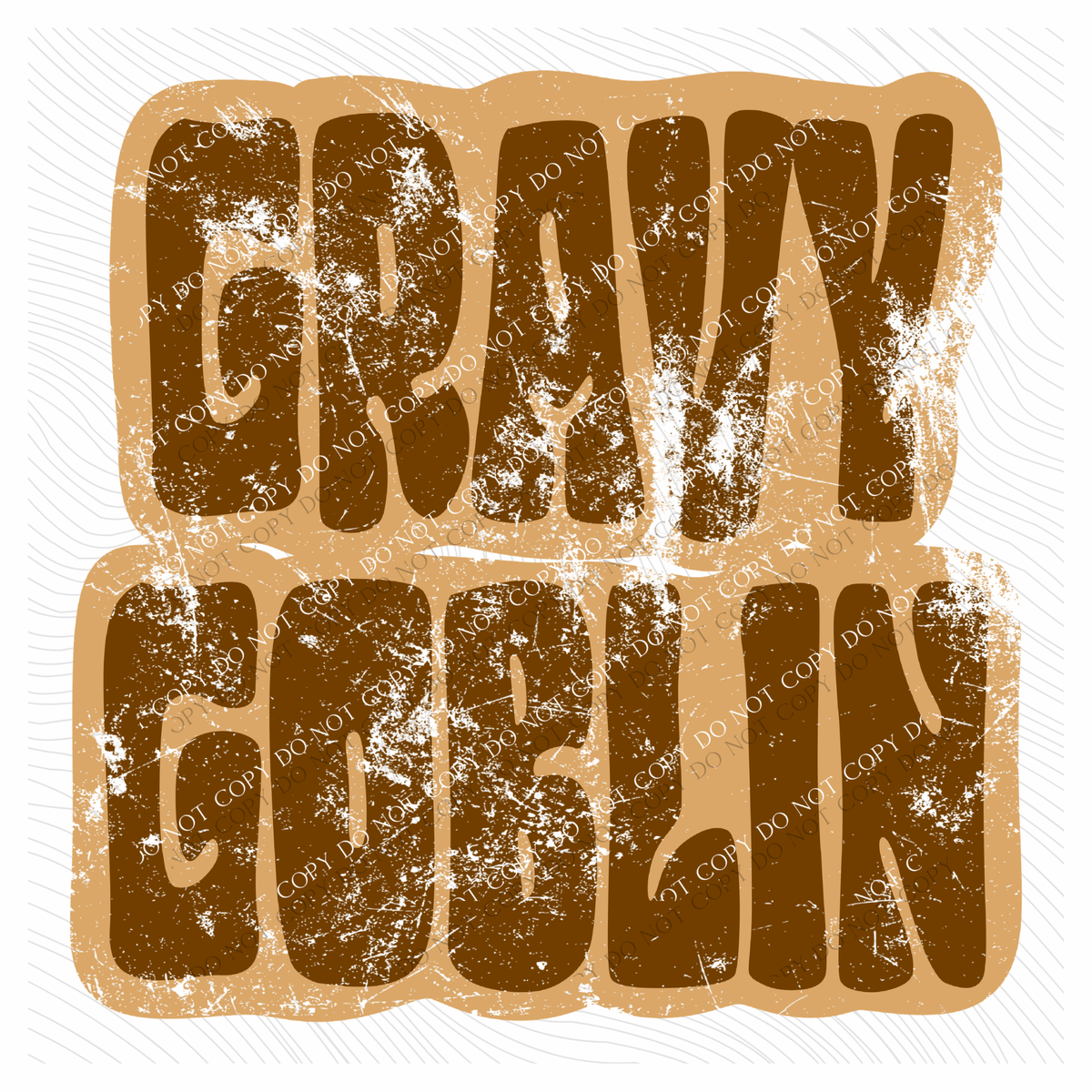 Gravy Goblin Retro Shadow Brown Distressed Digital Design, PNG