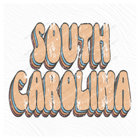 South Carolina Groovy Stacked Distressed in Boho Neutrals Digital Design, PNG