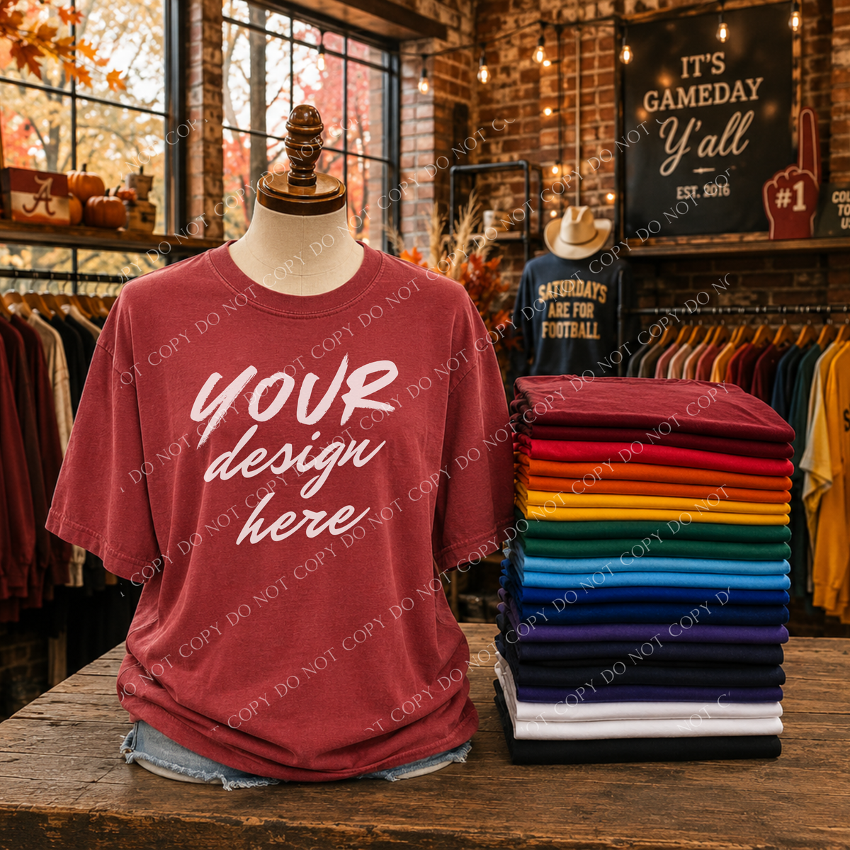 Game Day Blank Mockup, Comfort Colors Crimson