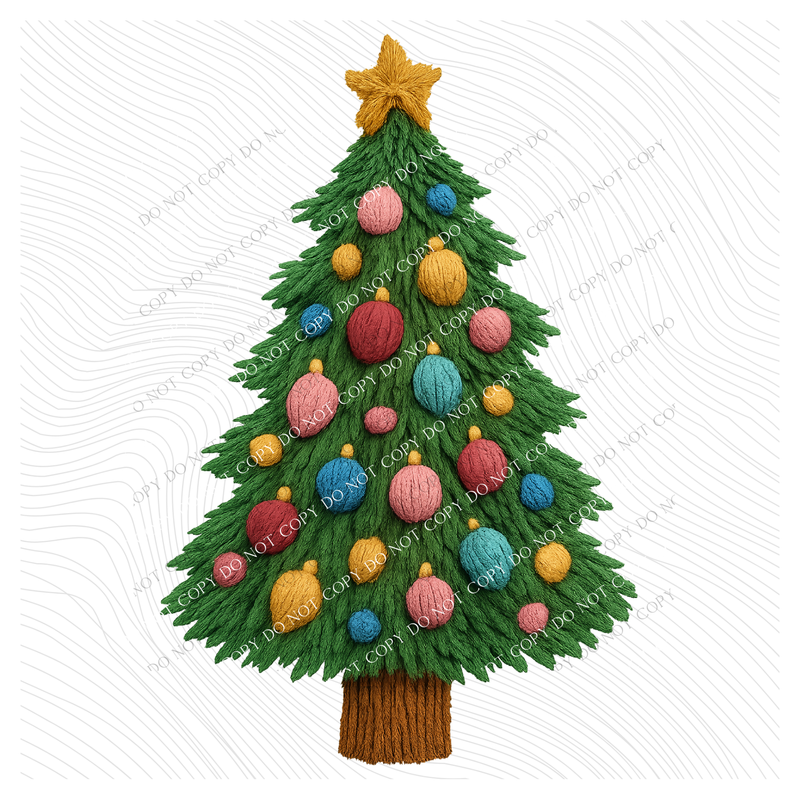 Christmas Tree in 3D Yarn Style Digital Download, PNG