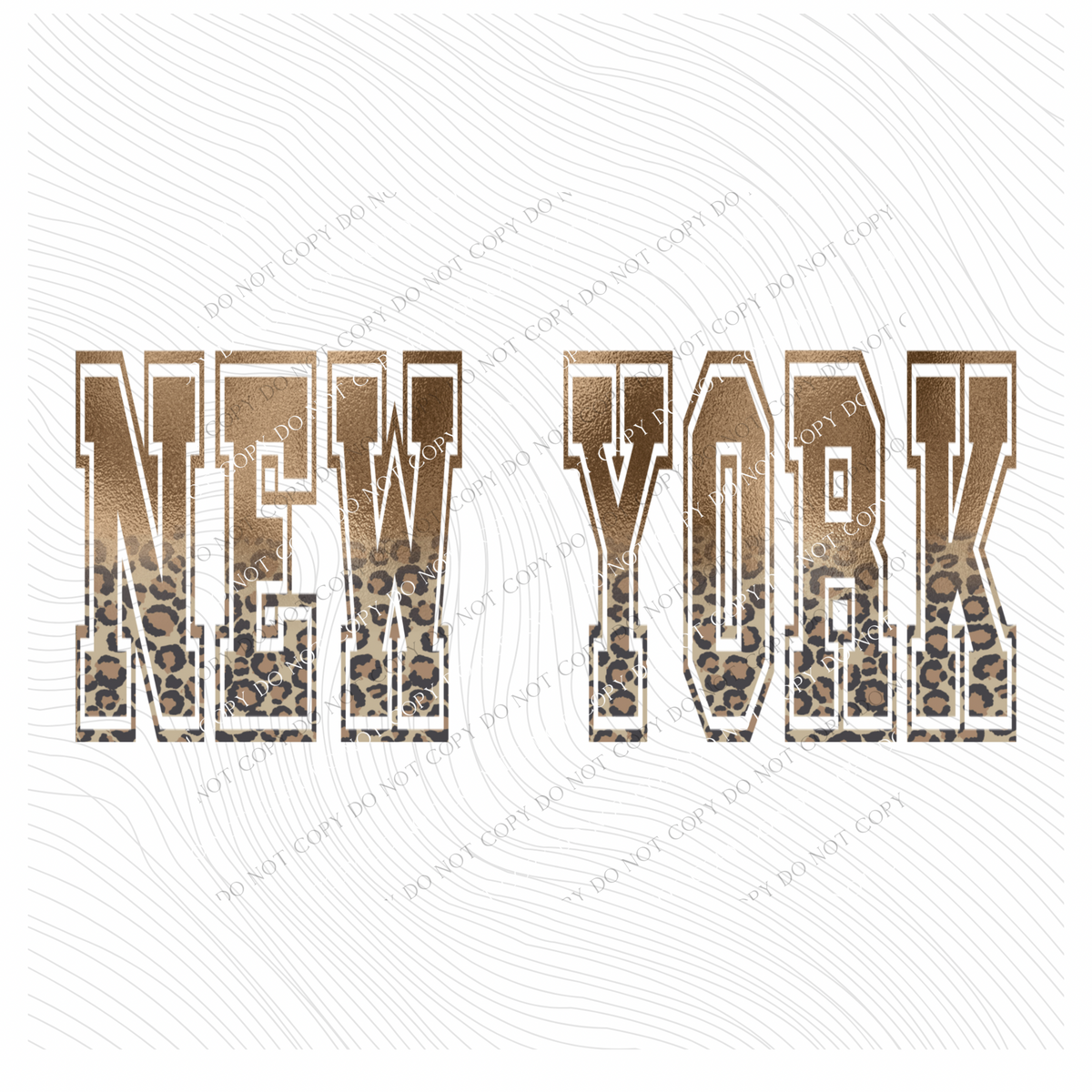 New York Ombre Gold Foil and Leopard Varsity Digital Design, PNG