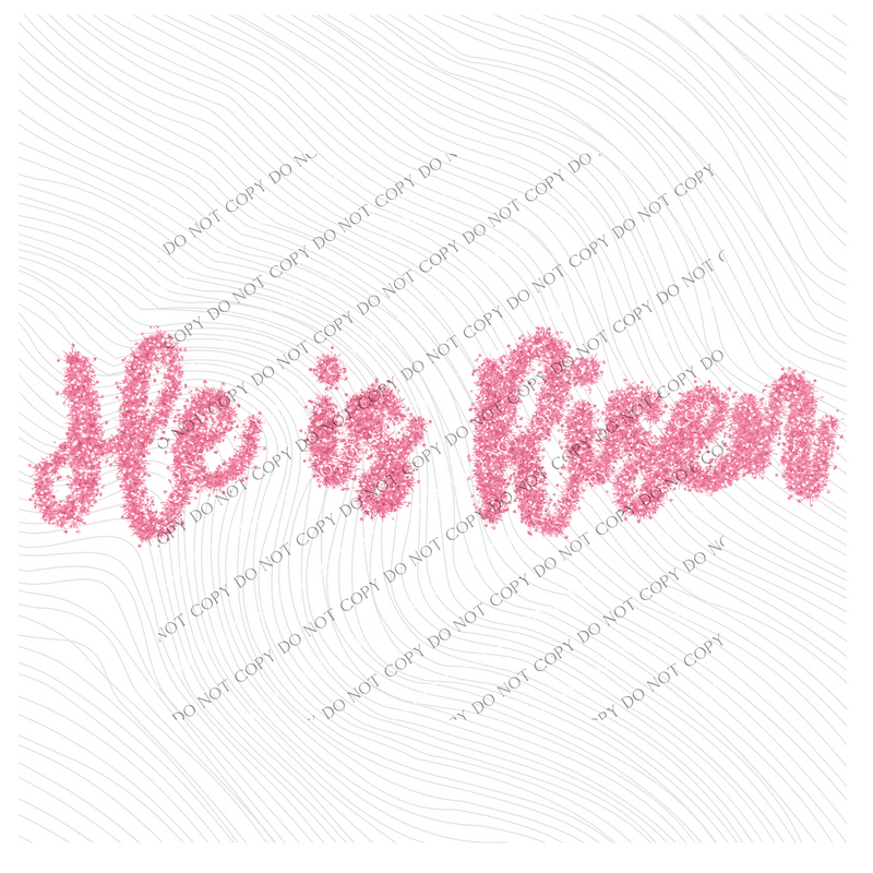 He is Risen Tinsel Script Pink Digital Design, PNG – Grove 123 Designs