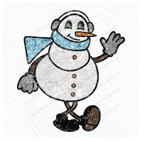 Snowman Christmas Character in Faux Sequin Digital Design, PNG