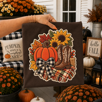 Pumpkin Boots Halloween Chenille Patch Digital Design, PNG
