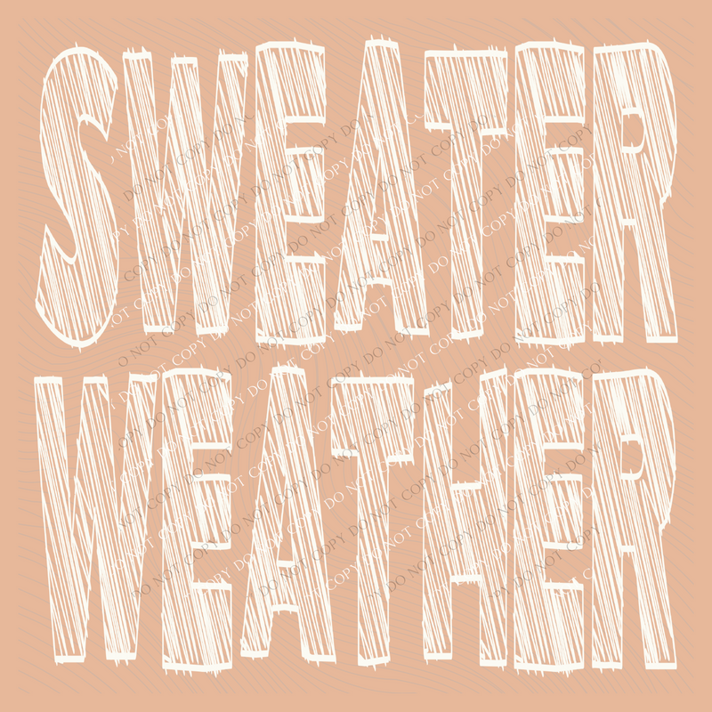 Sweater Weather Scribble in Cream Fall Digital Design, PNG