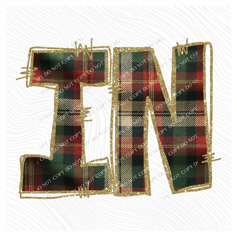 Indiana Glitter & Plaid Digital Download, PNG