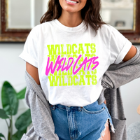 Wildcats Stacked Cutout Bright Yellow & Pink Digital Design, PNG