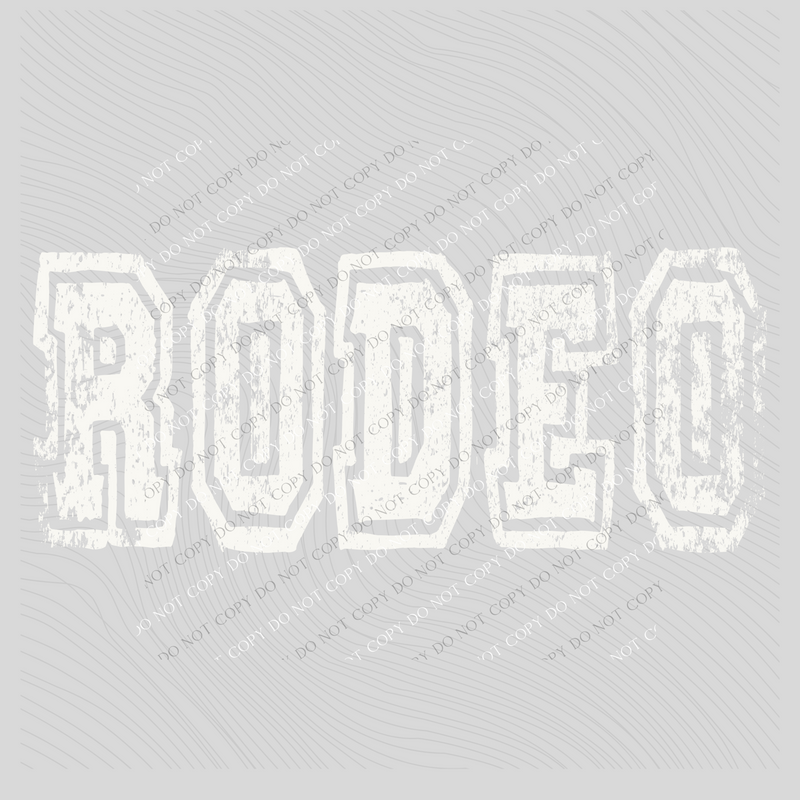 Rodeo Varsity Distressed Bundle Word & Lasso Included in White Digital Design, PNG