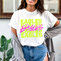 Eagles Stacked Cutout Bright Yellow & Pink Digital Design, PNG