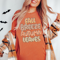 Fall Breeze Autumn Leaves Fun Distressed Shadow in Pastel Fall Tones Digital Design, PNG